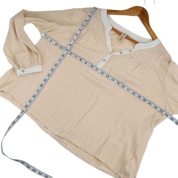 Yellow and White Striped Henley- Dolan - Picture 4 of 7